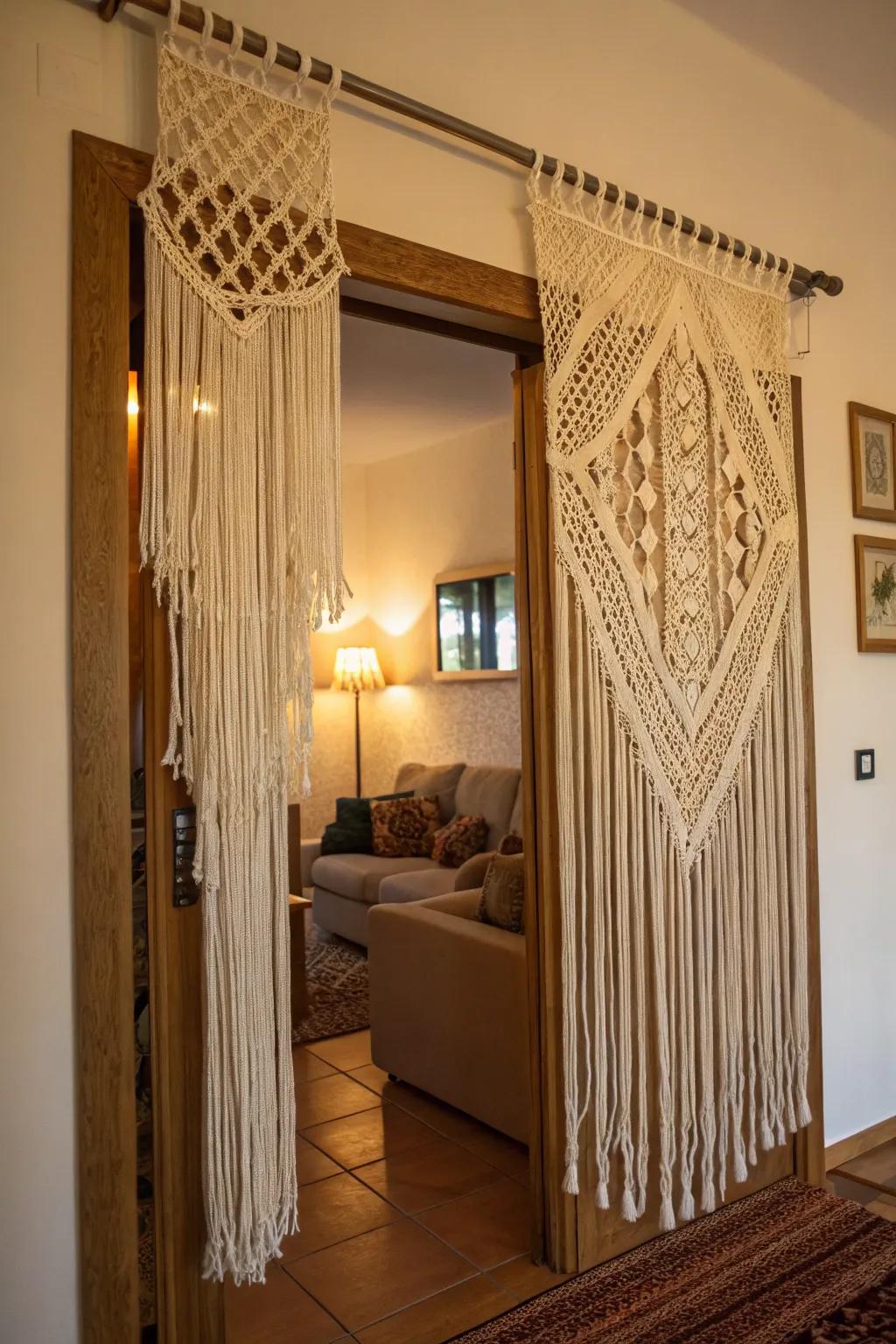 Macramé coverings instill inventiveness and allure into any area.