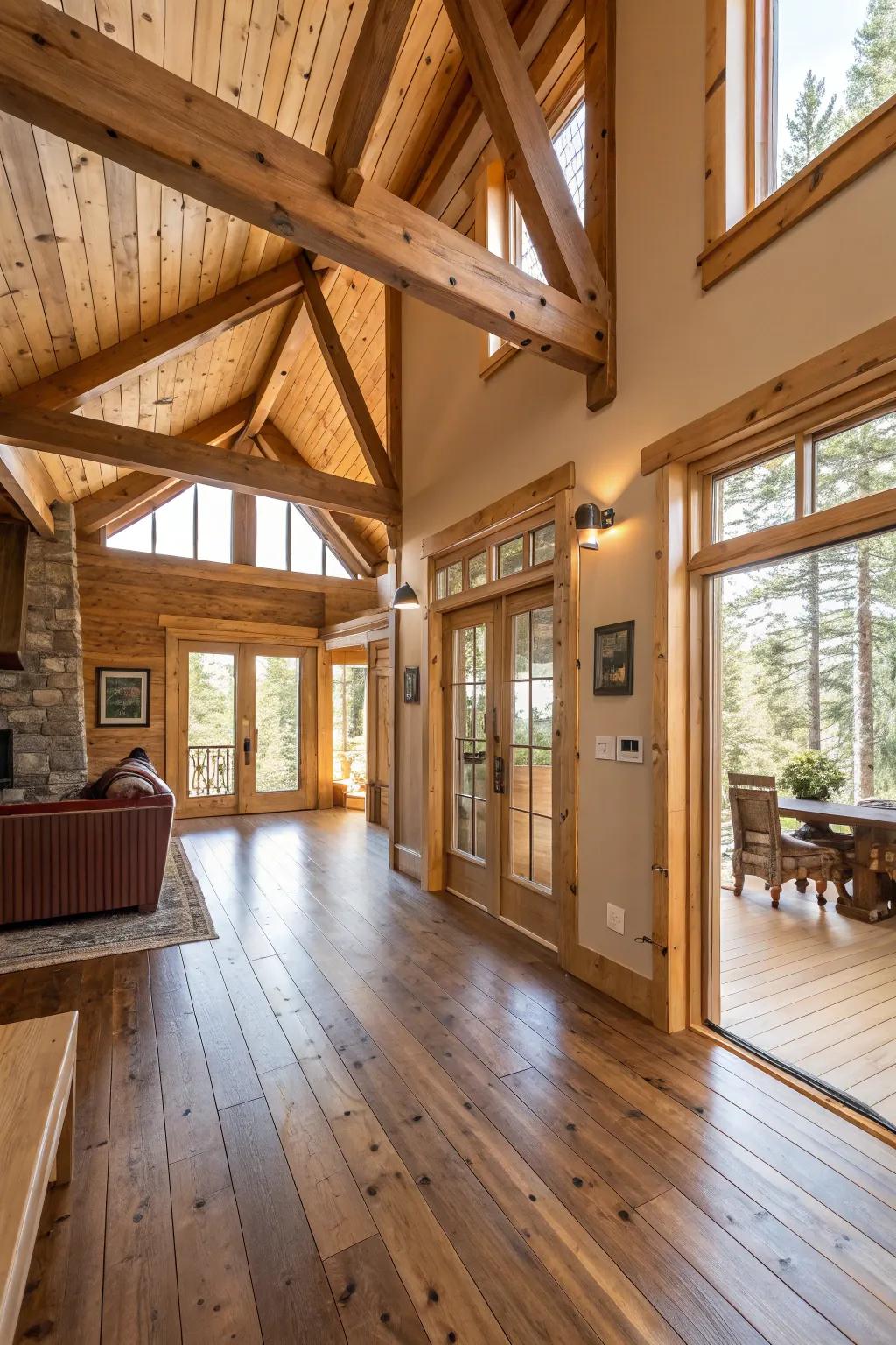 Timber features augment warmth and texture to your dwelling expanse.