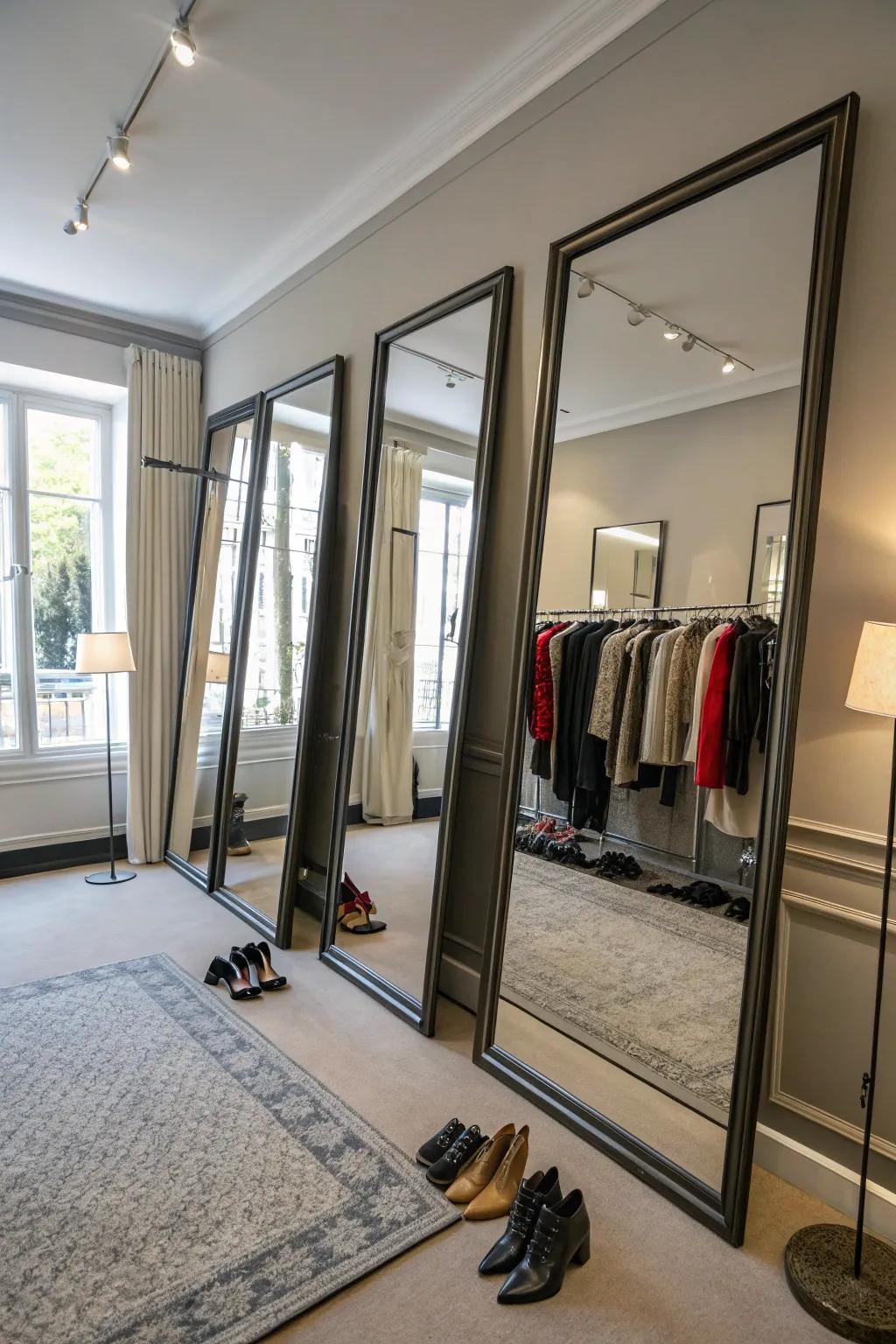 Mirrors contribute depth and refinement to your dressing space.
