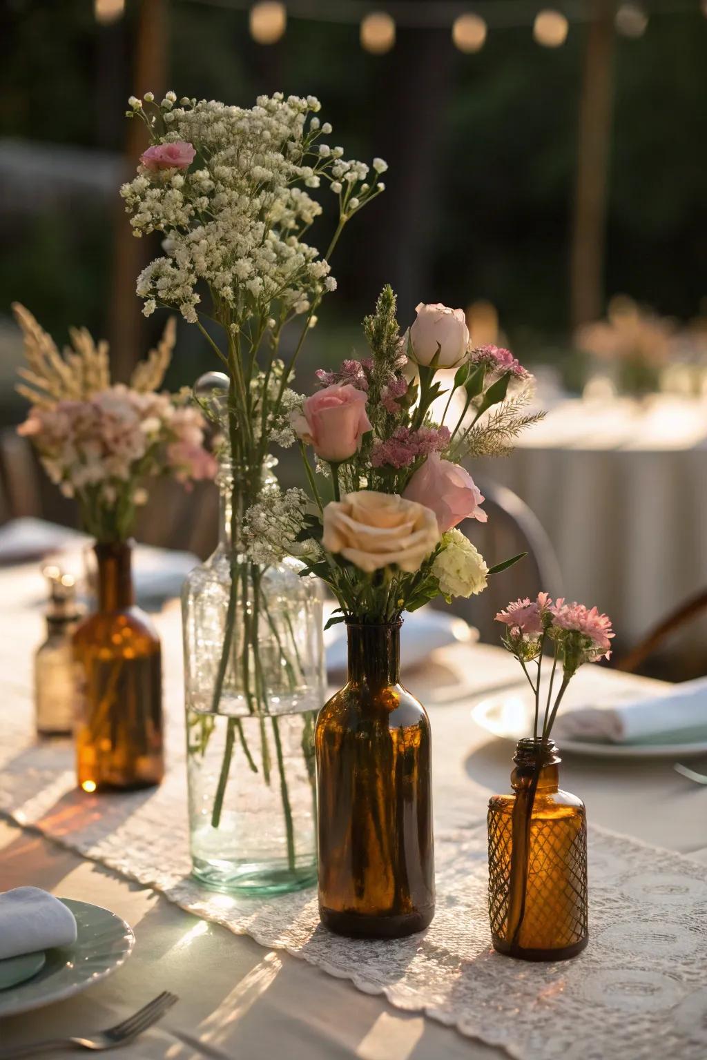 Reimagined beverage containers make striking and sophisticated vases.