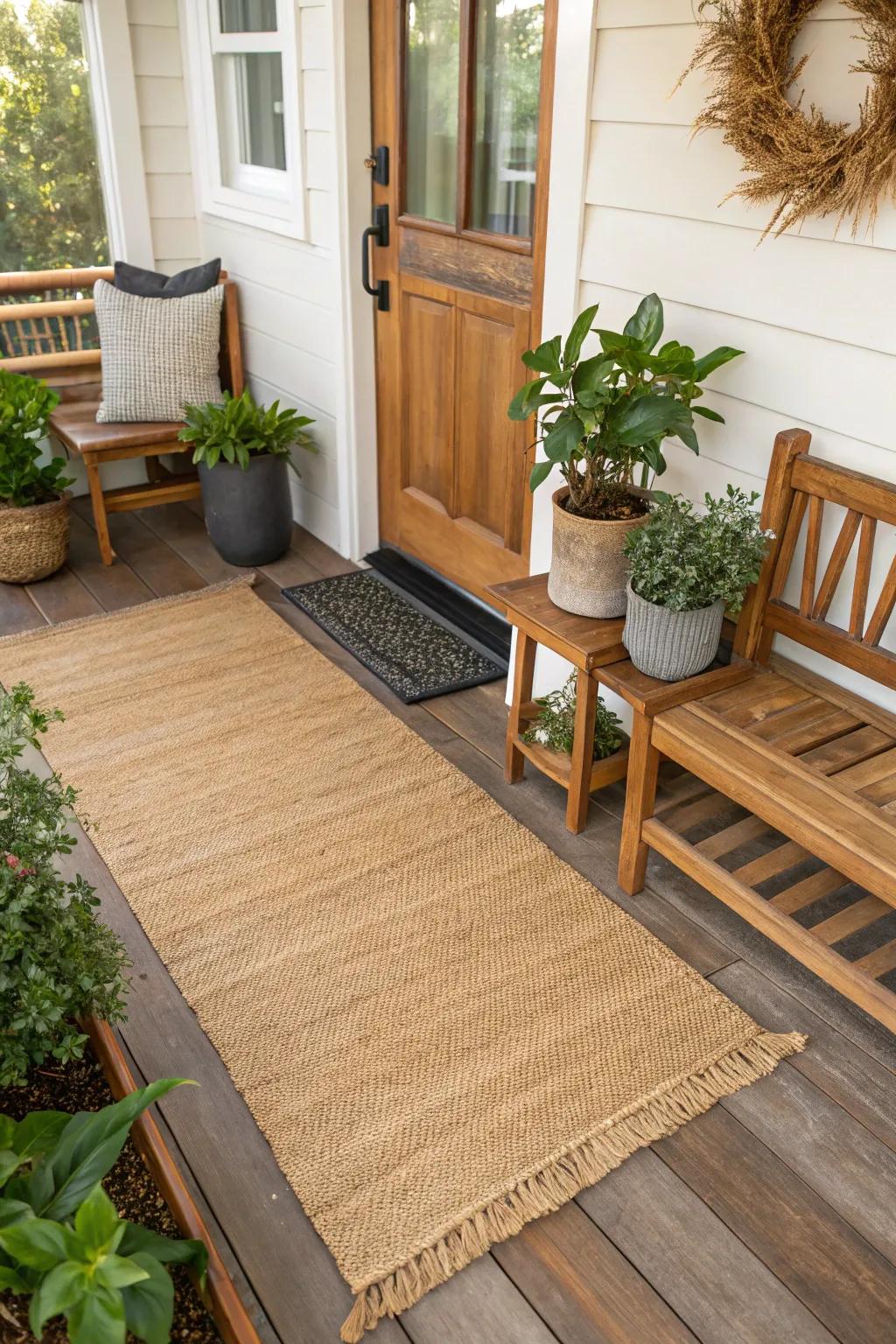 Hemp rugs present a natural, robust choice for busy entryways.