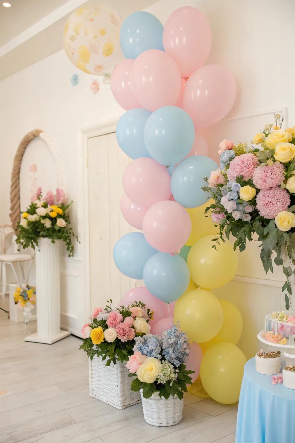 Gentle pastels and flora establish the essence for a bewitched fairy celebration.