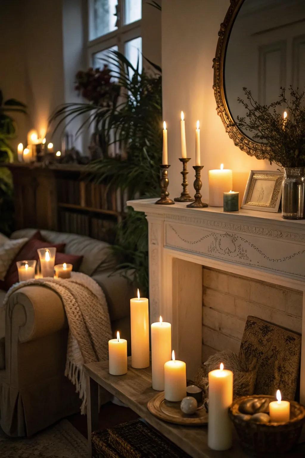 Soft glows provide a gentle and embracing radiance, suited for fall gatherings.