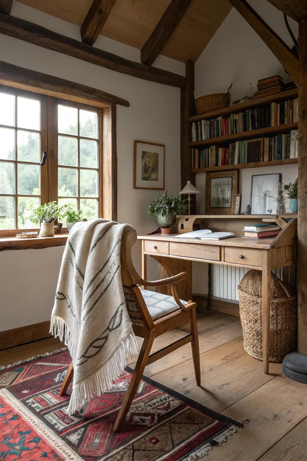 Soft rugs and throws add texture and warmth.