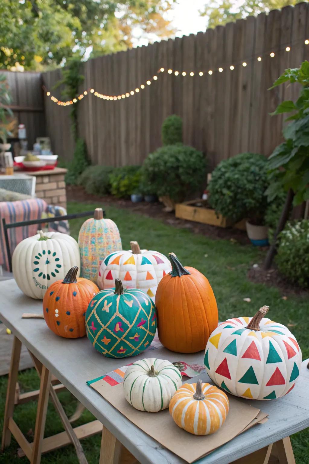 Painted squashes add a personal flair to autumn decorations.