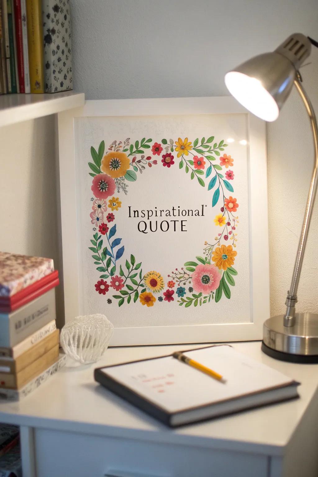 Floral circle sketches beautifully highlight special words.