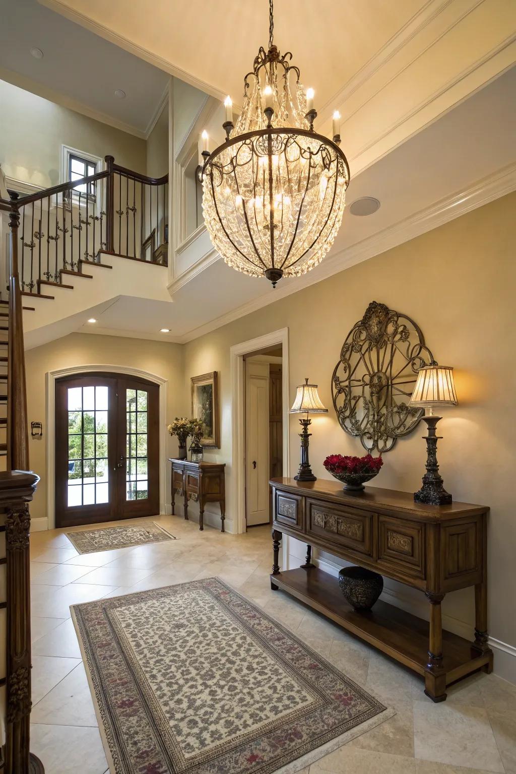 Lighting is crucial for fashioning an inviting and fashionable entryway.