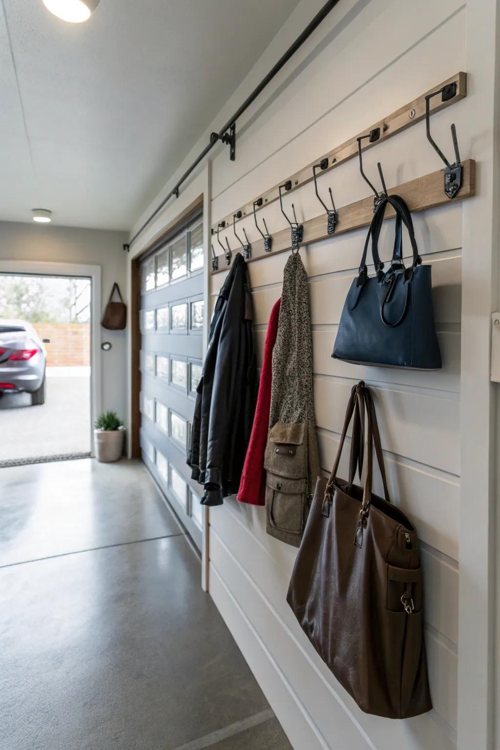 Hooks keep your entryway tidy and items easily accessible.