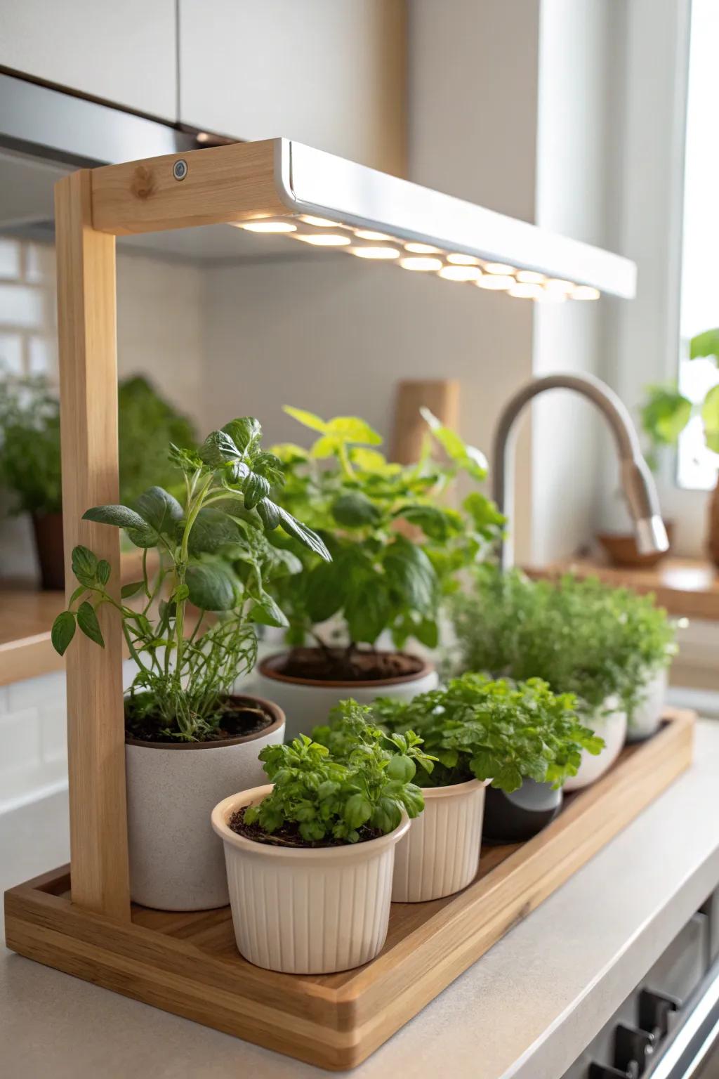Cultivate fresh spices through an indoor herb garden system.