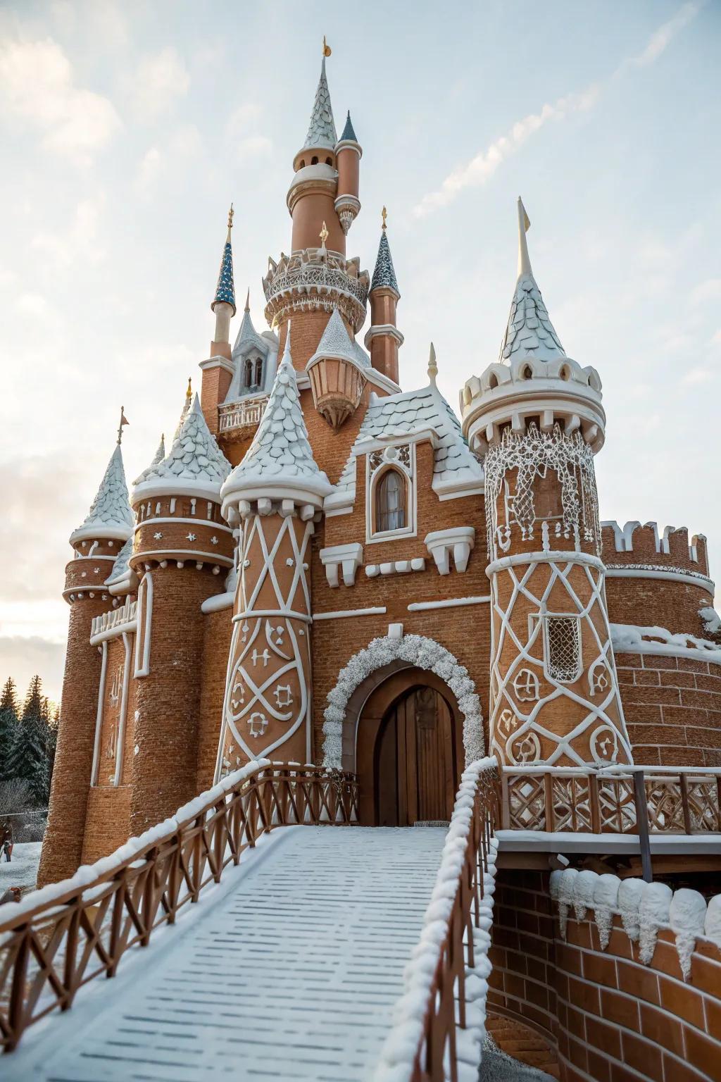 An imposing gingerbread fortress suitable for a fairytale.