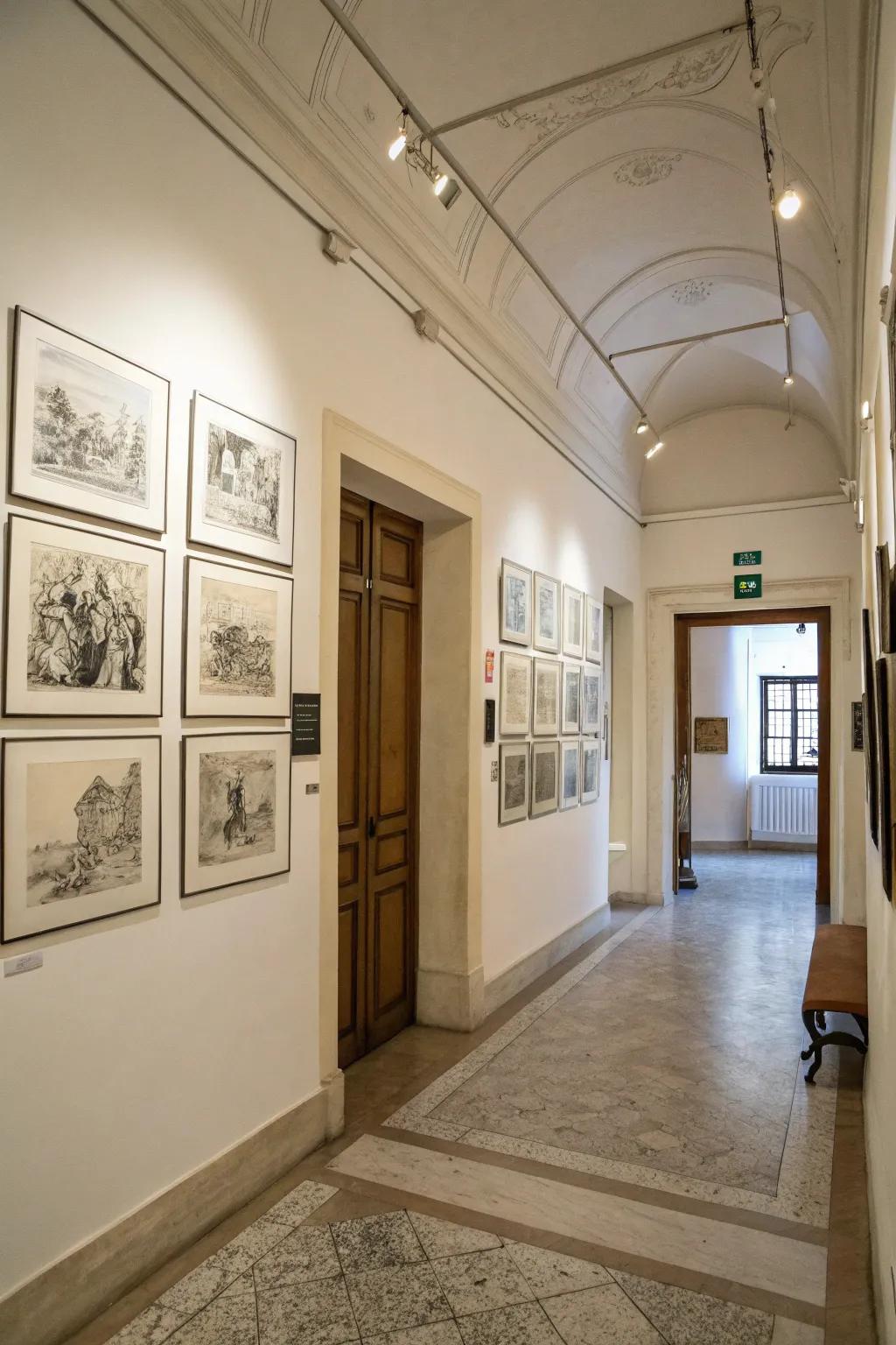 Elegant monochrome drawings offer a minimalist appearance.