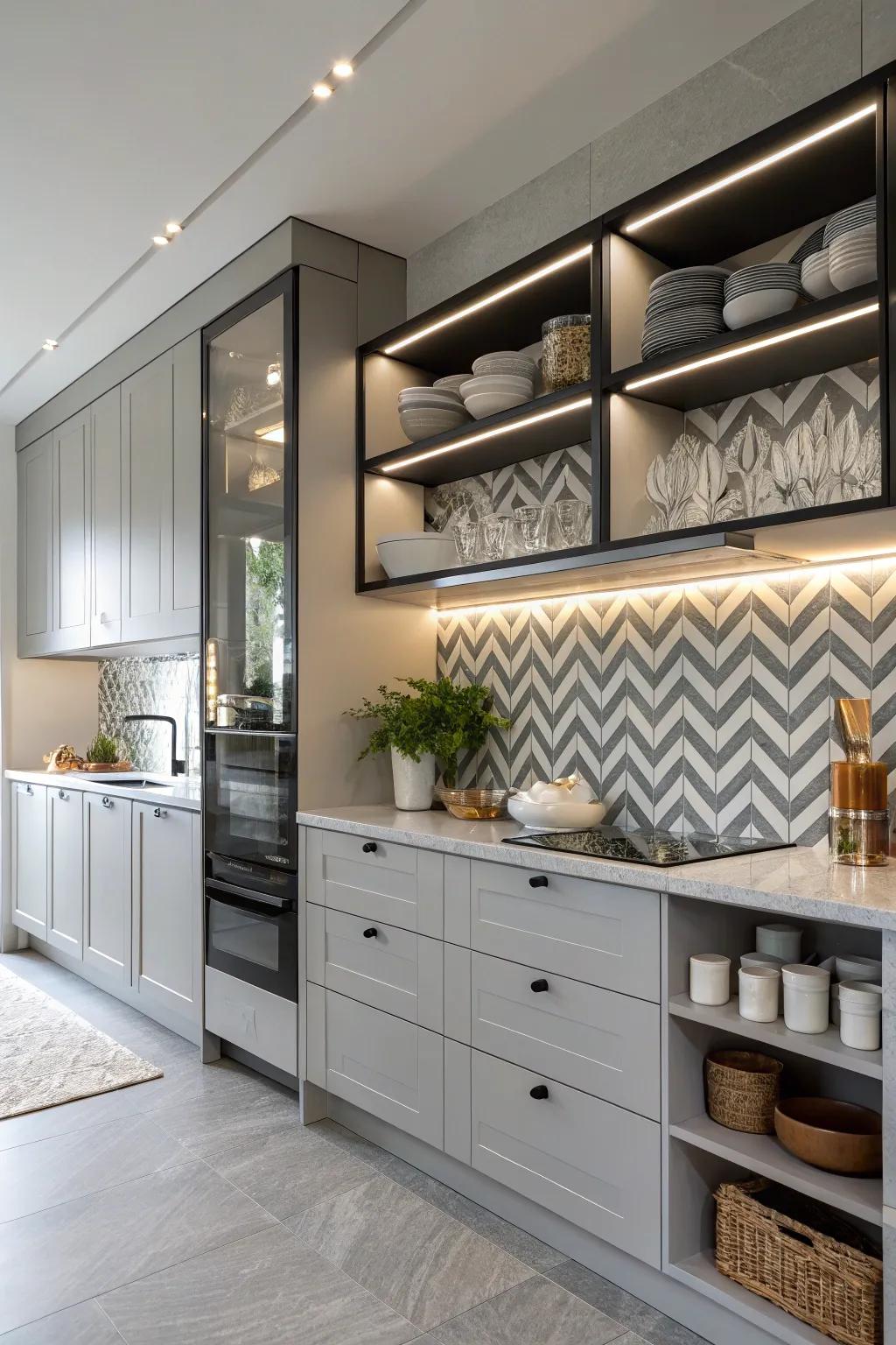 Textured backsplashes add dimension and personality.