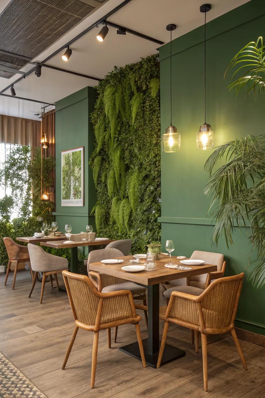 A dining area that celebrates nature through thoughtful nature-inspired design touches.