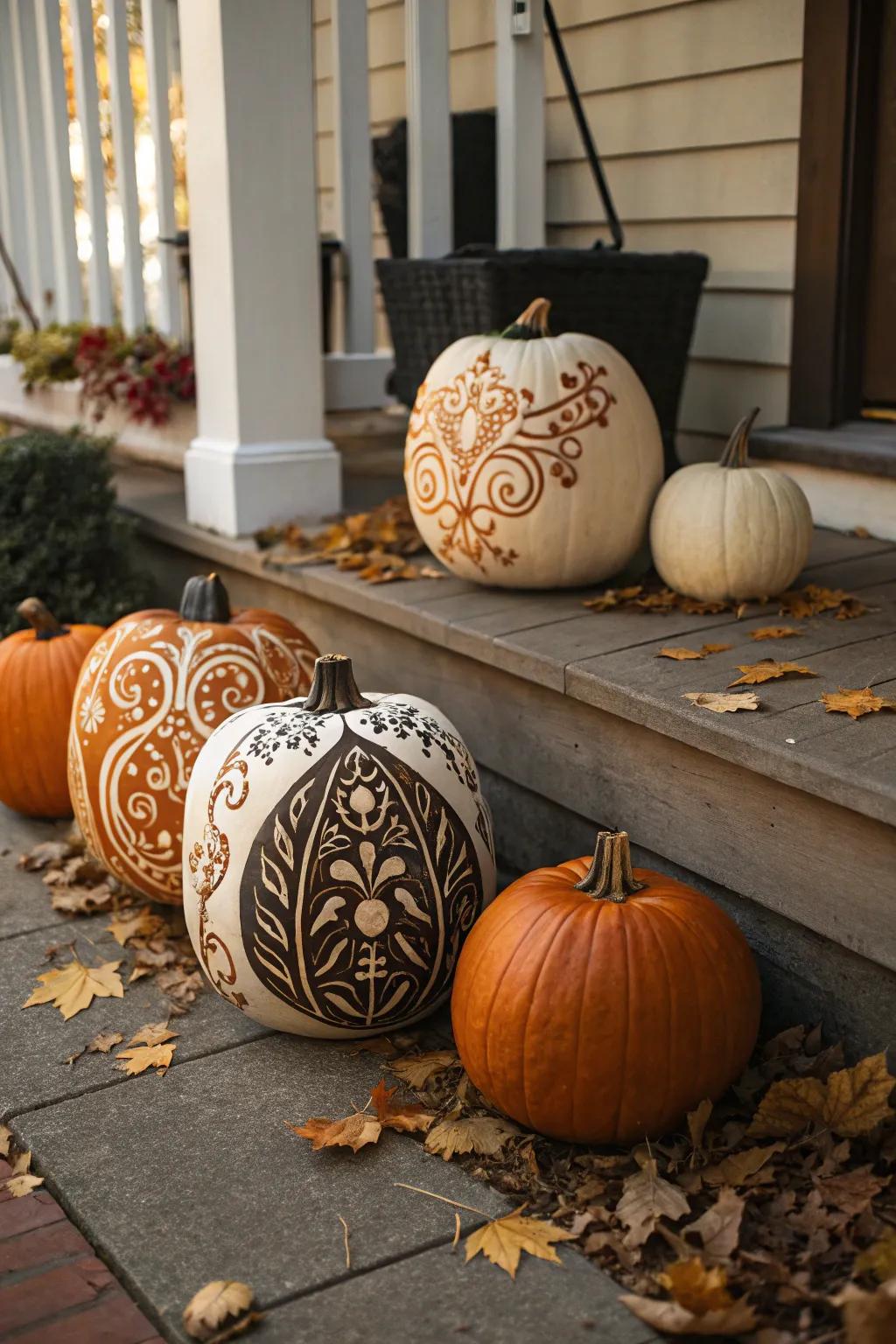 Vinyl artistry transmutes cucurbits into exquisite All Hallows' Eve exhibitions.
