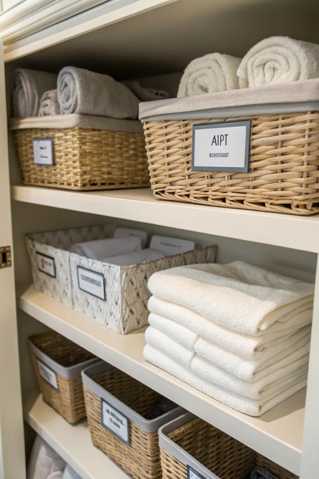 Labels bring precision and organization to your linen storage.