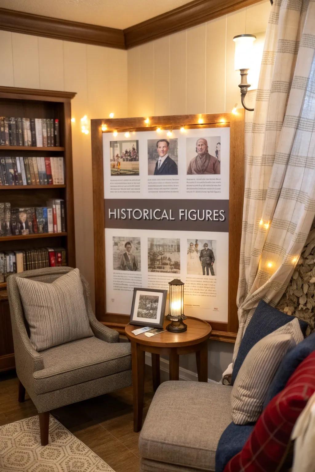 A display of quotes that inspires and elevates within a comfortable study area.