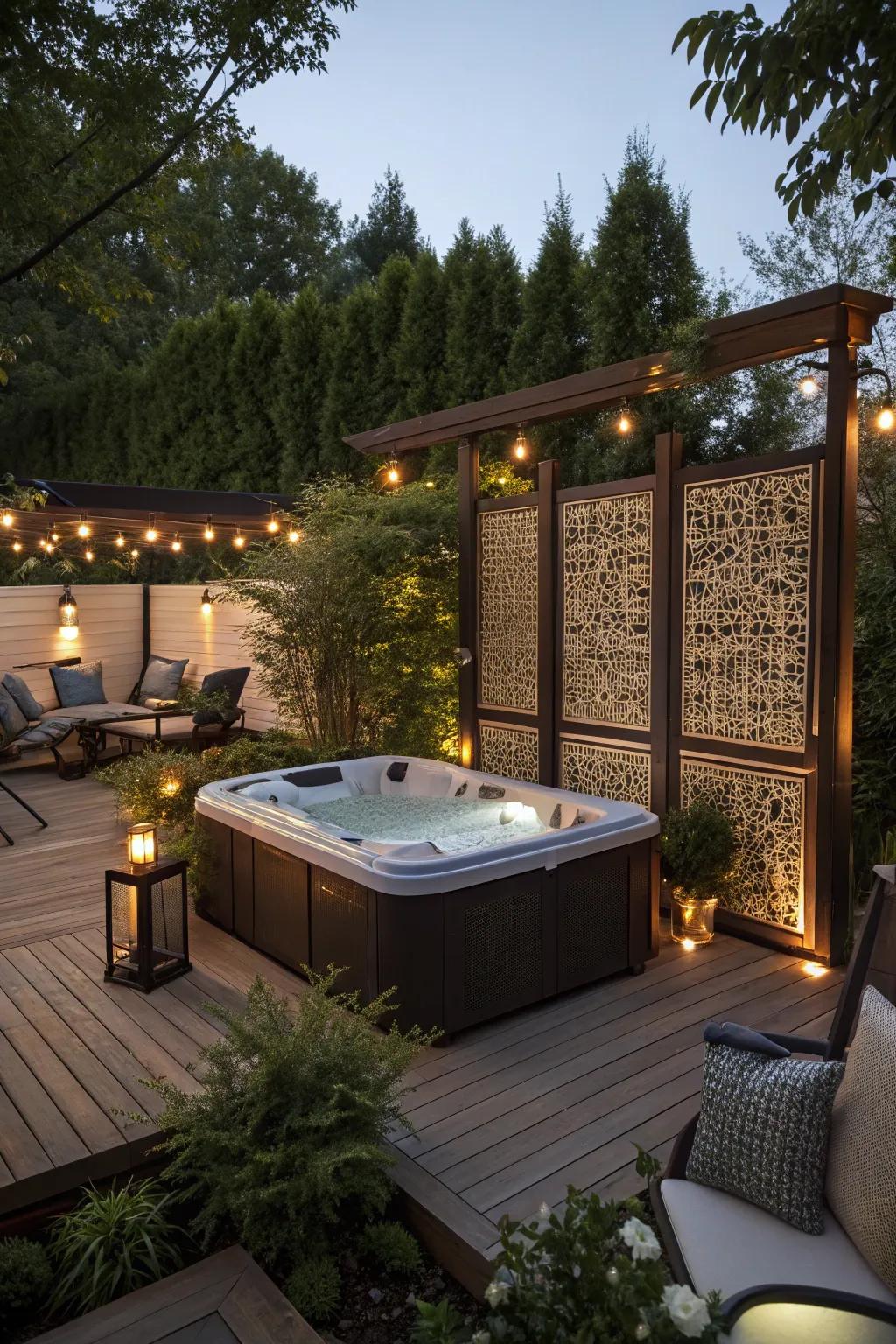 Privacy panels offer seclusion and sophistication to your hot tub space.