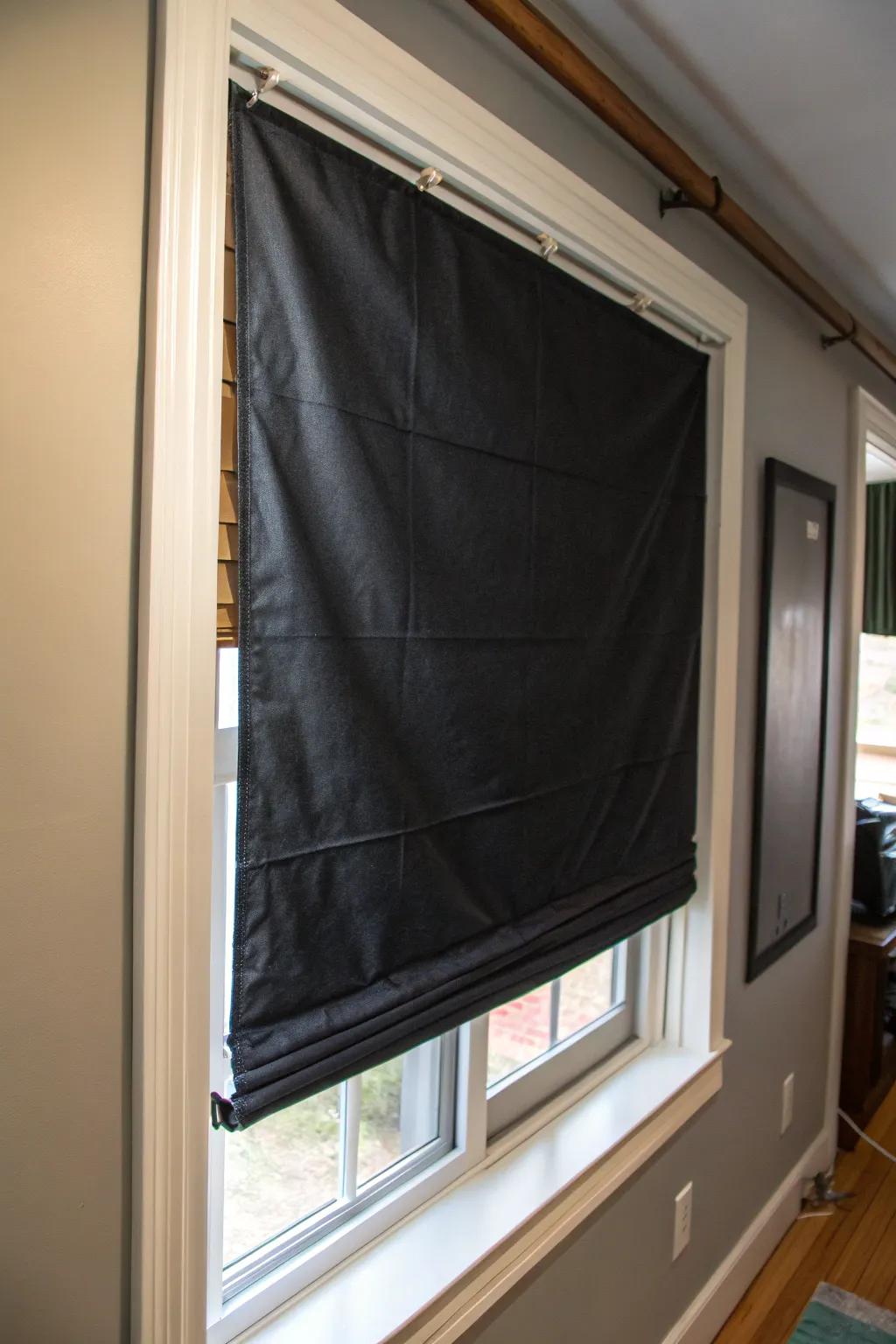 Handcrafted darkening boards allow for personalization and inventiveness while blocking unwanted sunlight.