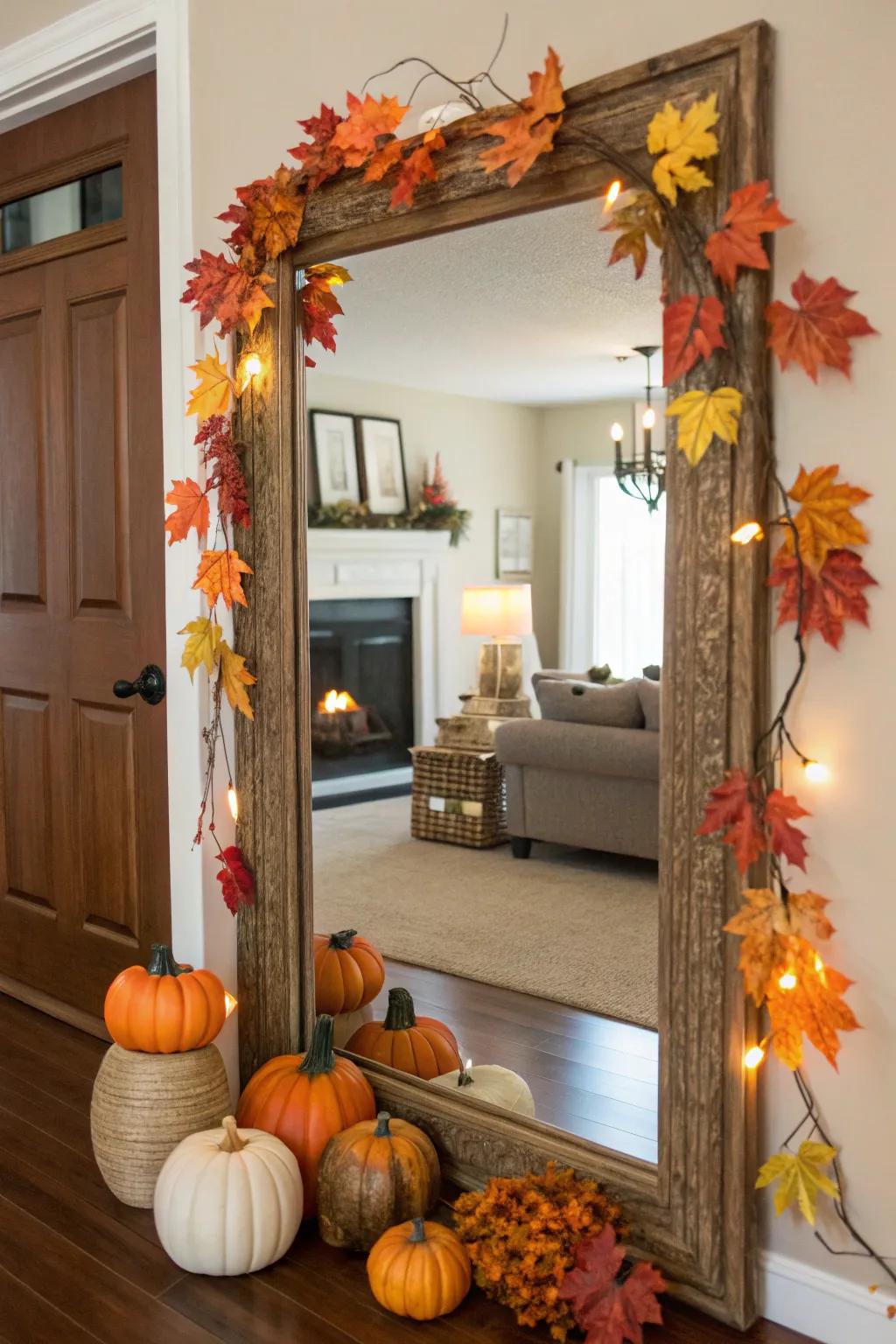 Seasonal decorations imbue mirrors with a sense of warmth and charm.