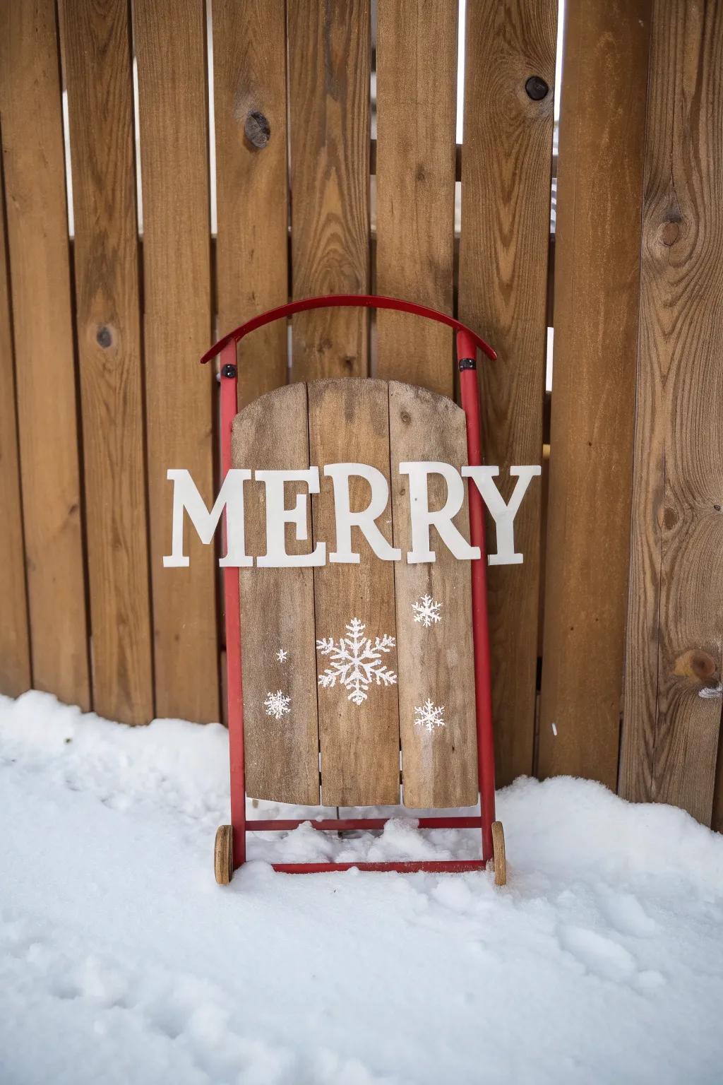 An exquisite sled showcasing an uplifting holiday message