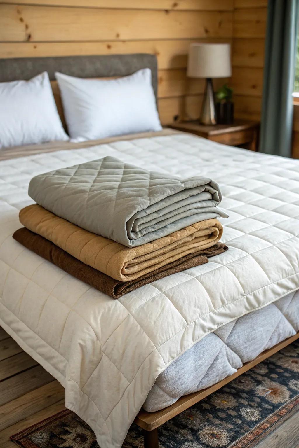 Modify your bed layers to suit seasonal comfort levels.