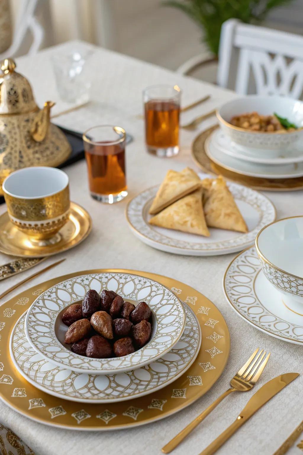 Gilded and ivory crockery for a dash of opulence