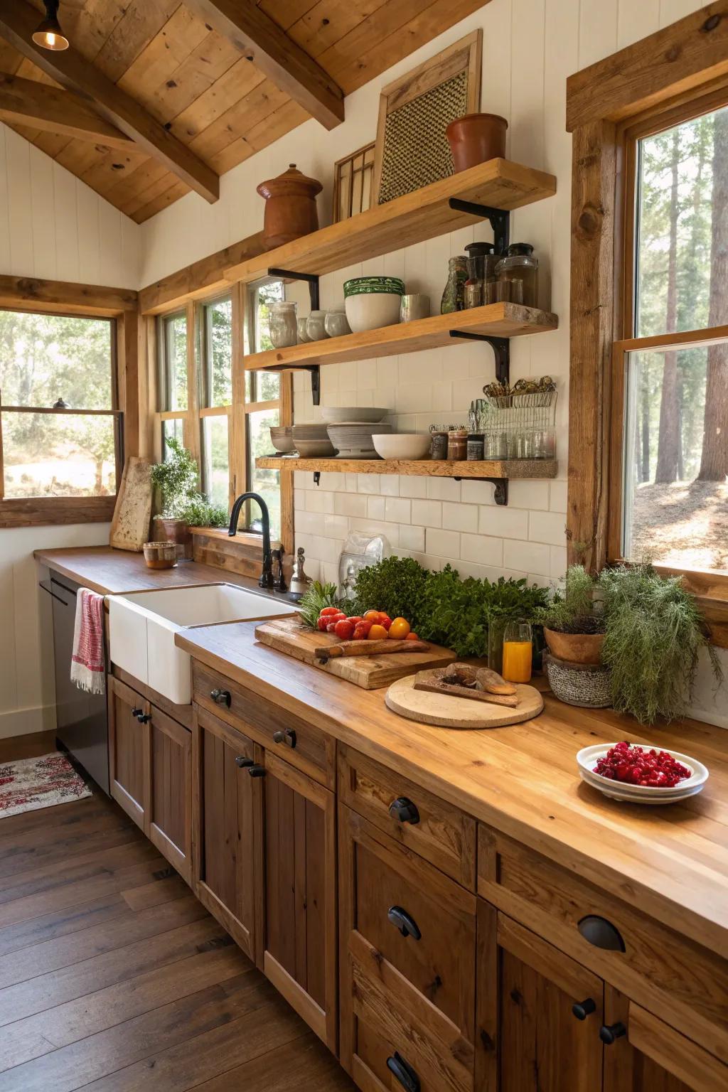 Woodblock countertops radiate warmth and appeal in any kitchen environment.