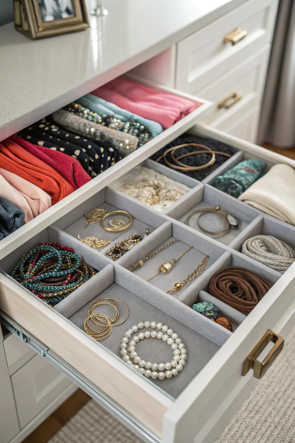 Keep your accessories organized with a thoughtful drawer system.