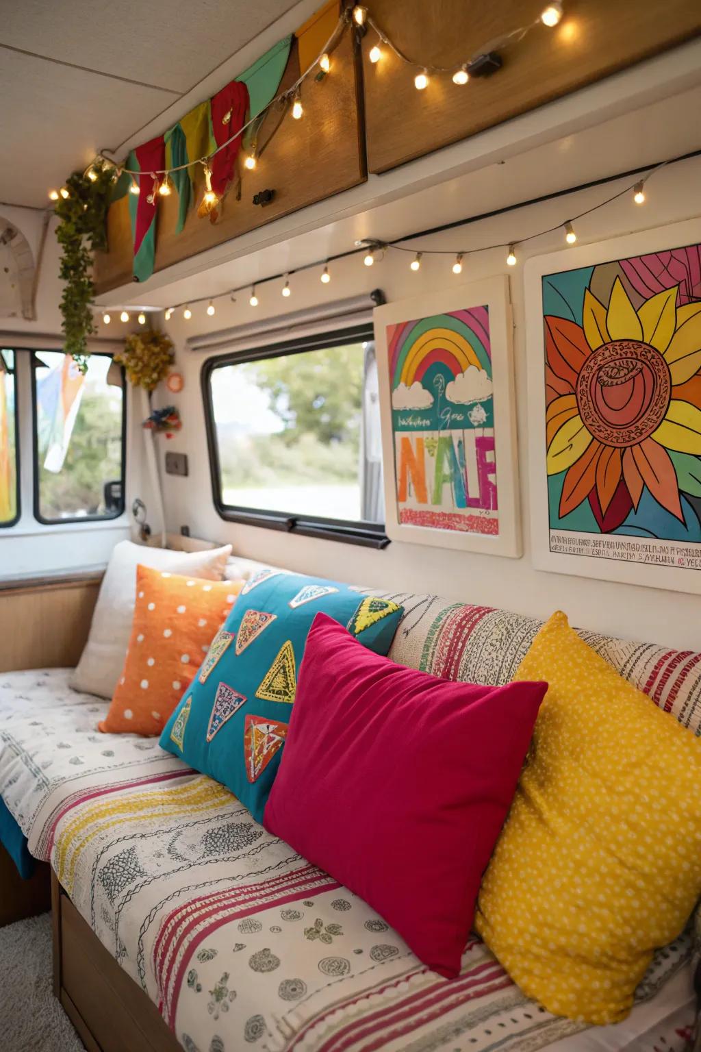 Bright and vibrant accents that contribute character to the camper.