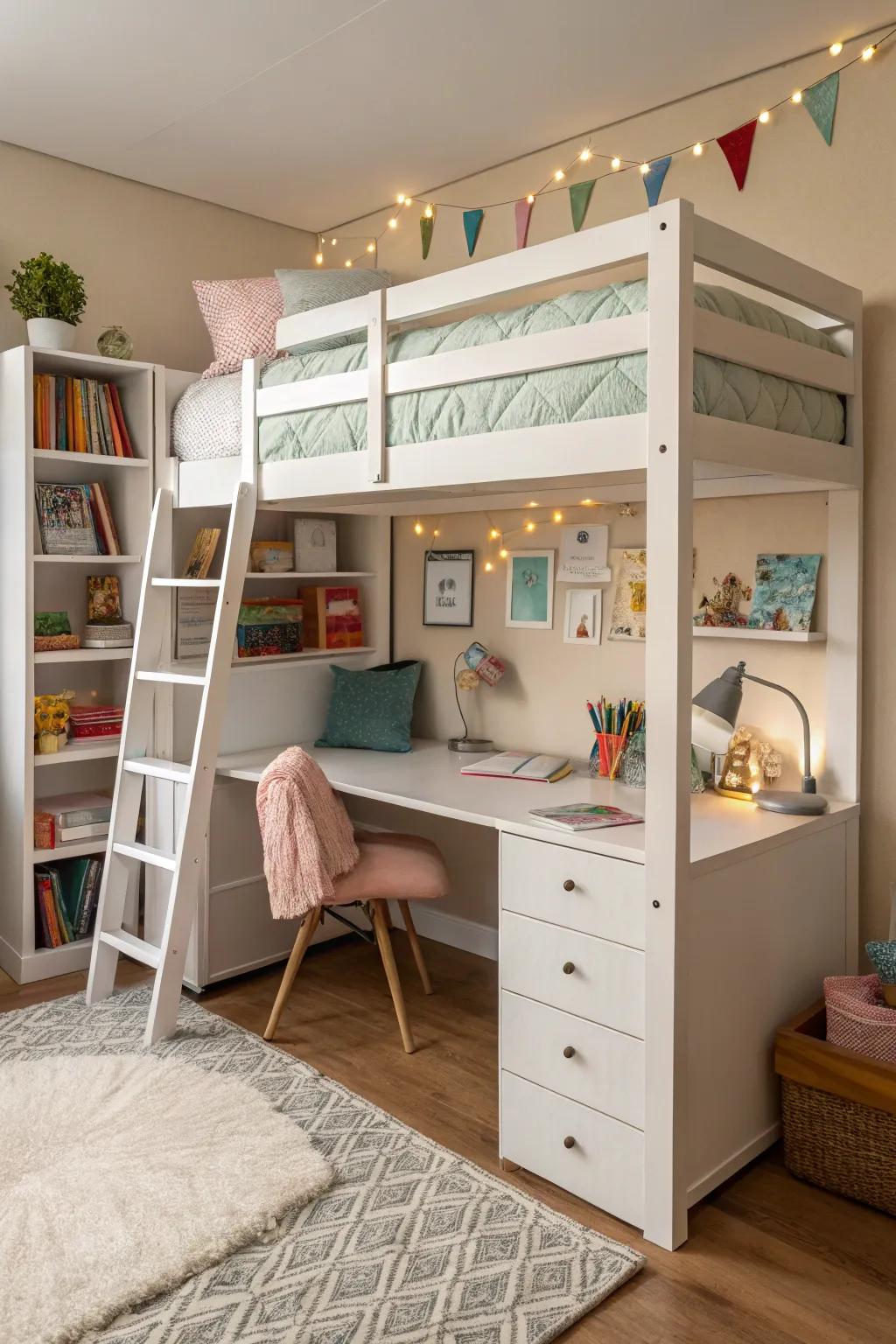 Optimize space with a functional raised bed and study zone.