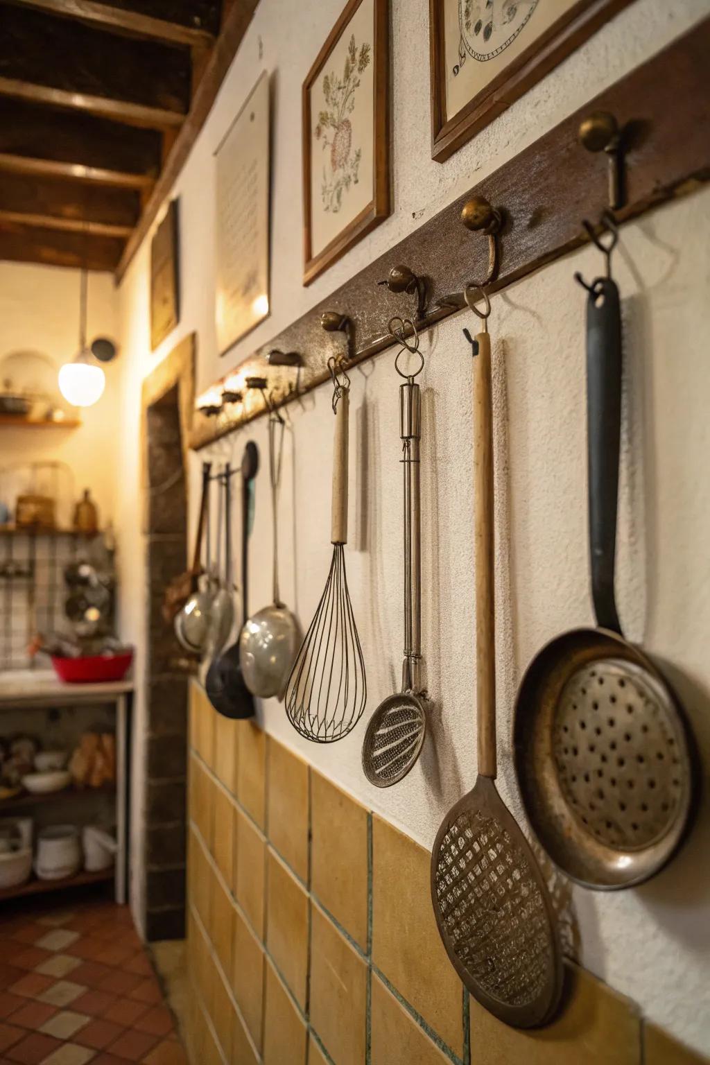 Vintage utensils add a touch of character and a story of the past to your kitchen’s decor.