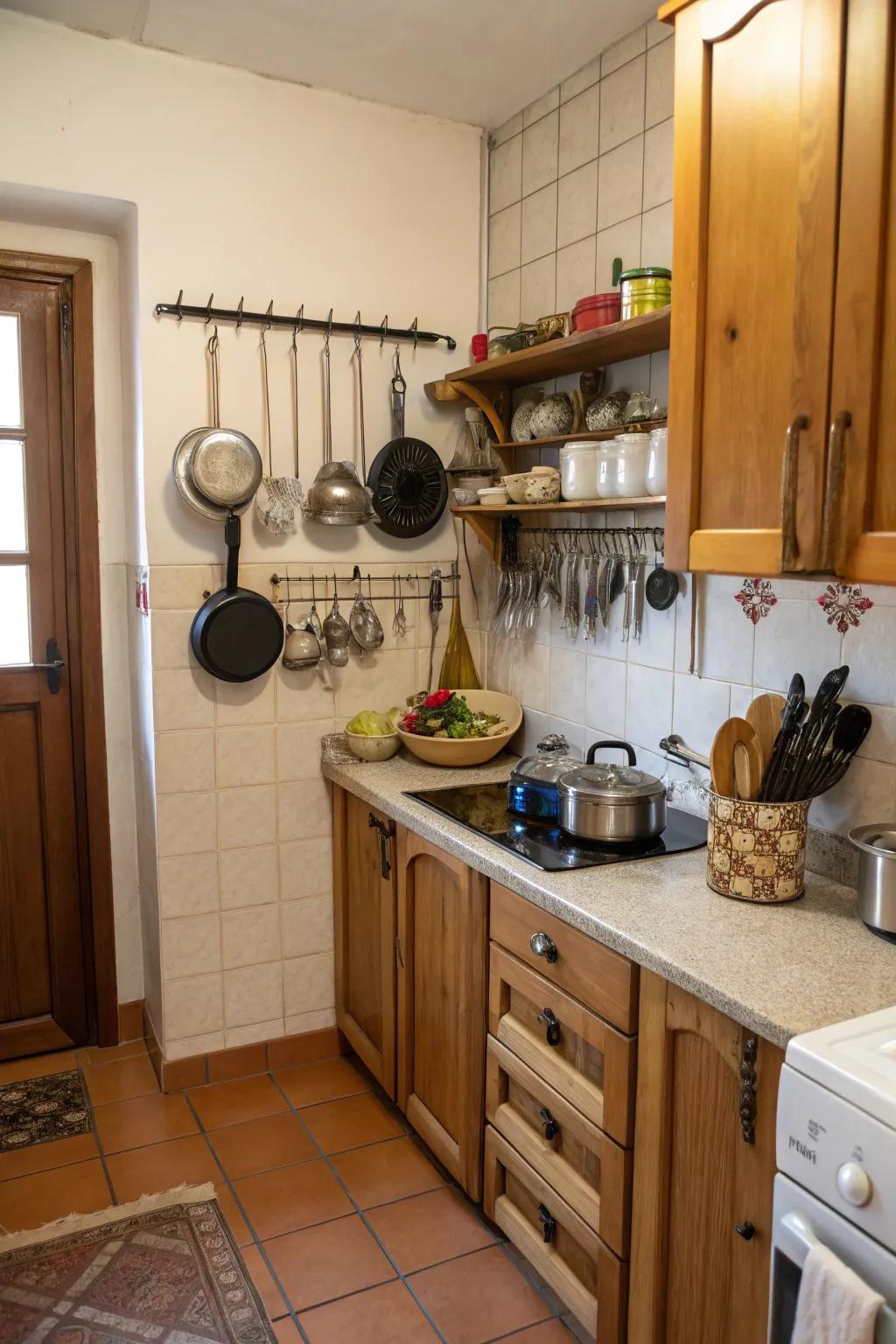 Effective use of vertical space keeps your kitchen tidy.