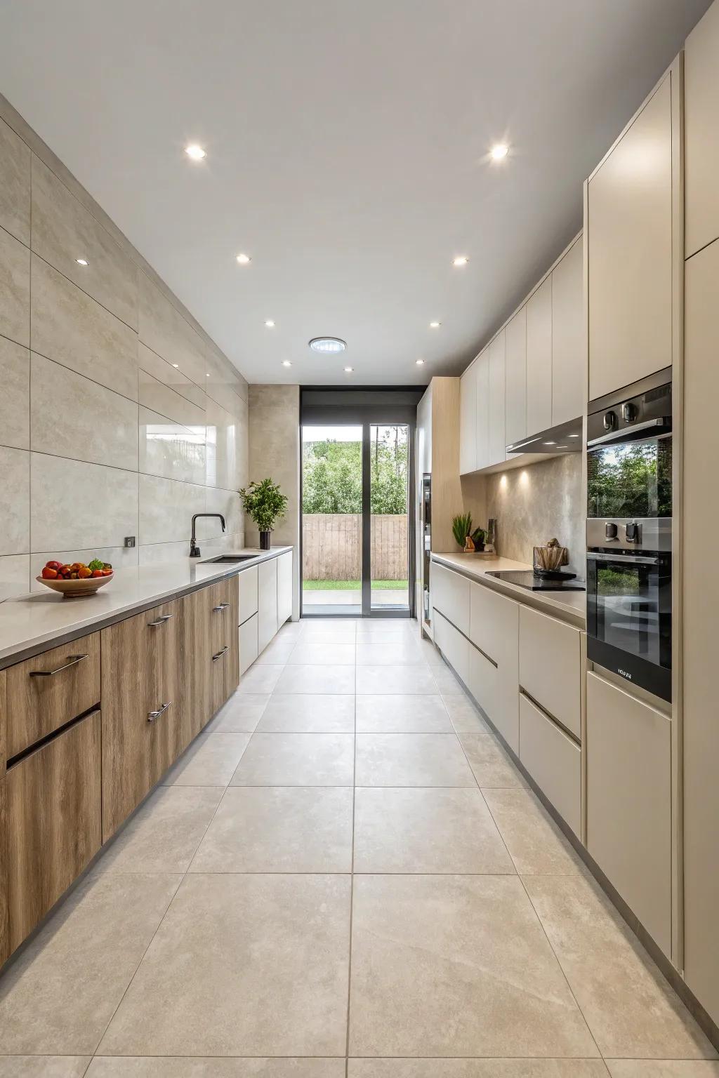 Realize a contemporary flair with large format tiles.