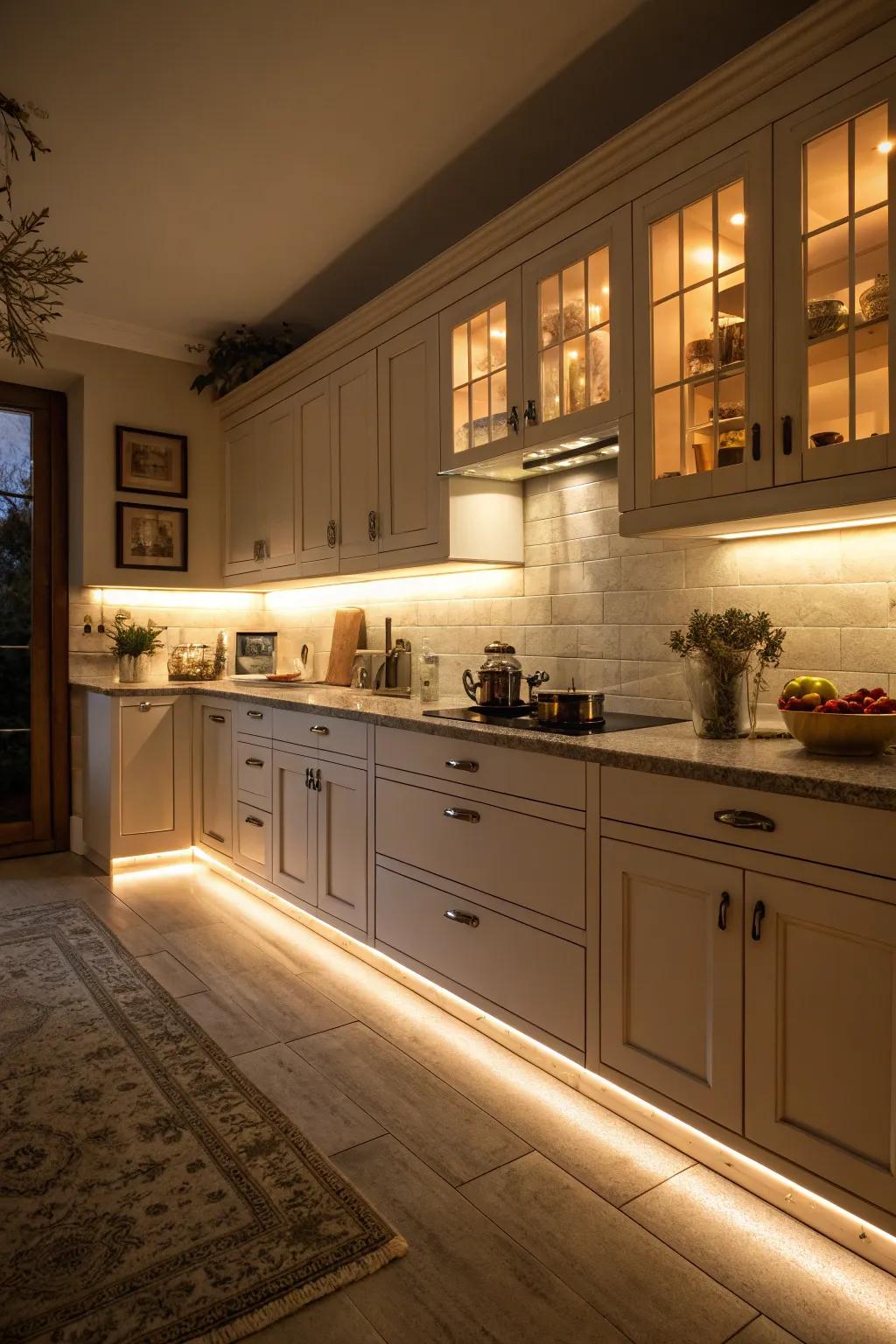 Guide your path with subtle toe-kick lights that impart a comforting touch.
