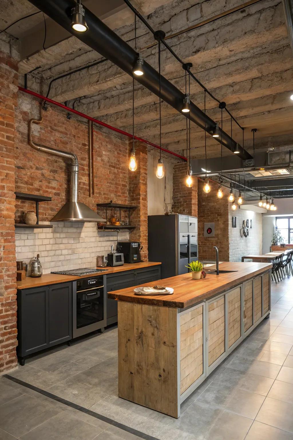 Imbue your kitchen with vintage allure through rustic lighting.