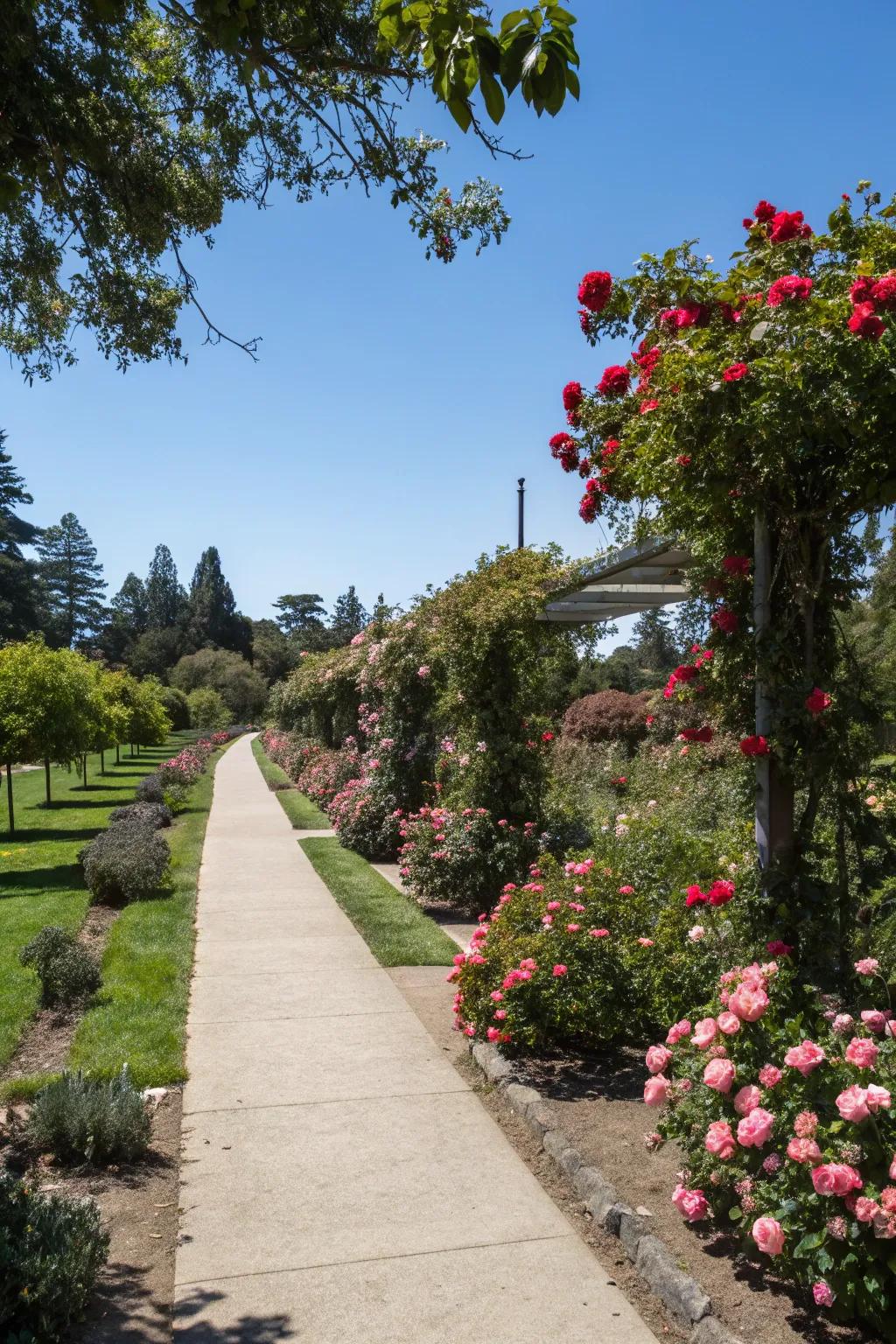 Build a vibrant walkway using radiant roses.