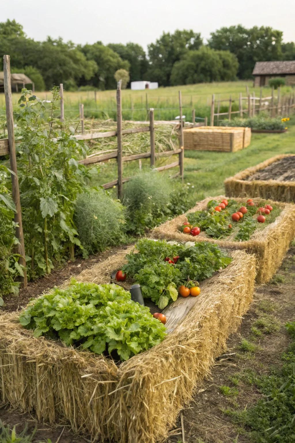 Grain bundles are a great eco-friendly option for raised garden beds.