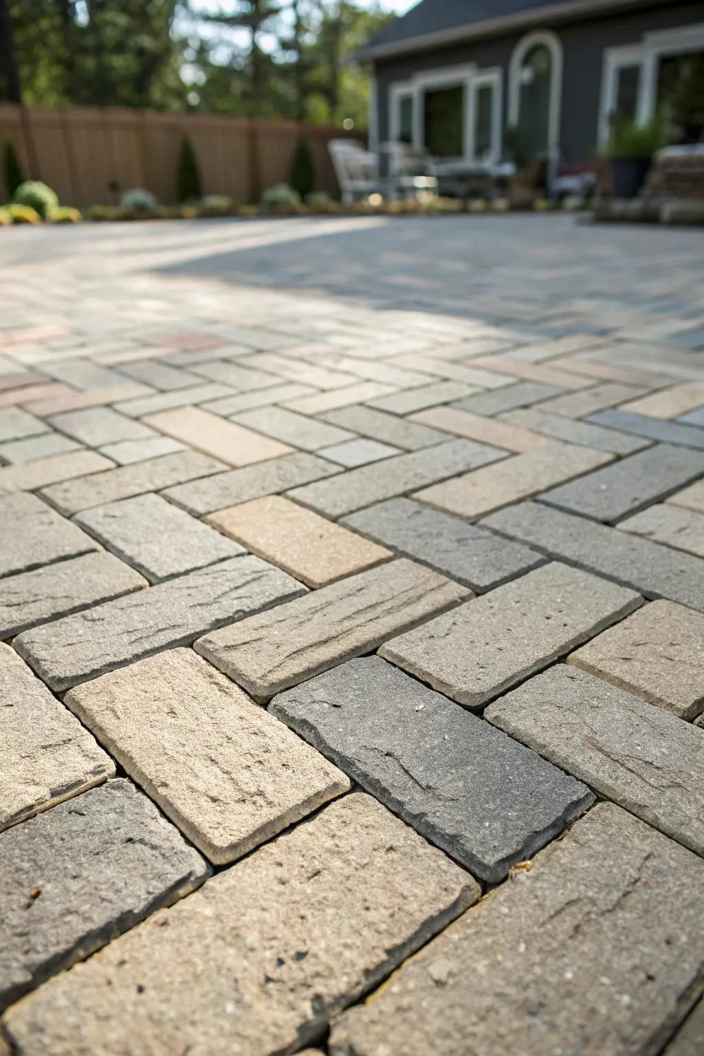 Geometric paving compositions infuse visual dynamism into any patio design.