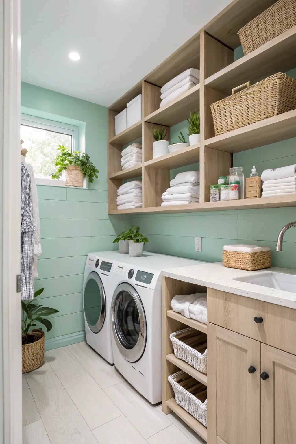 Light green adds a refreshing touch to your laundry tasks.