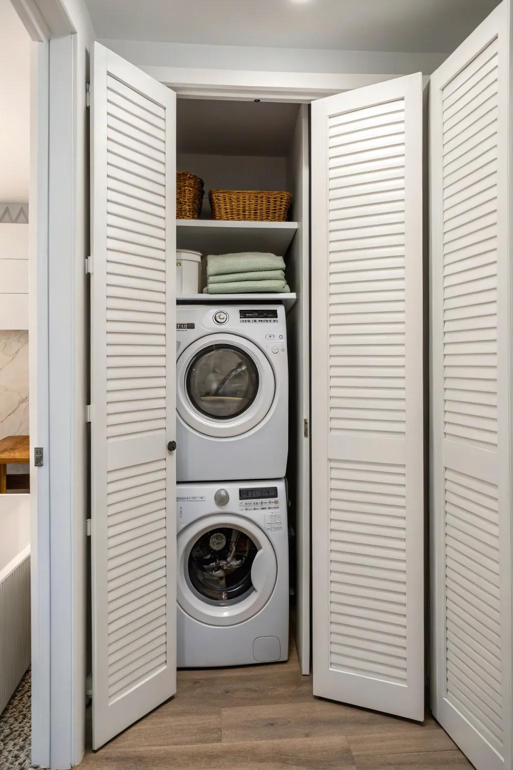 Keep your laundry unseen with a hidden closet design.