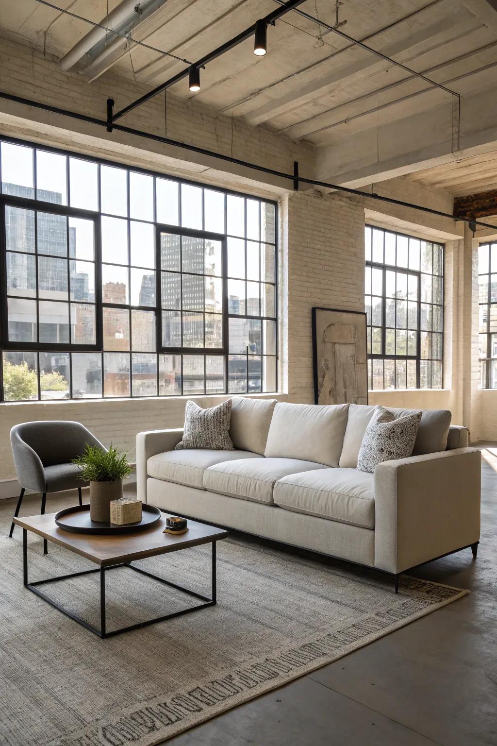 Furniture that imparts an air of sophistication and ease to any loft setting.