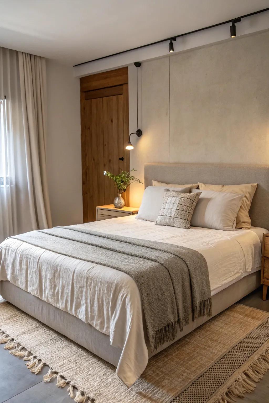 Muted shades create a peaceful haven.