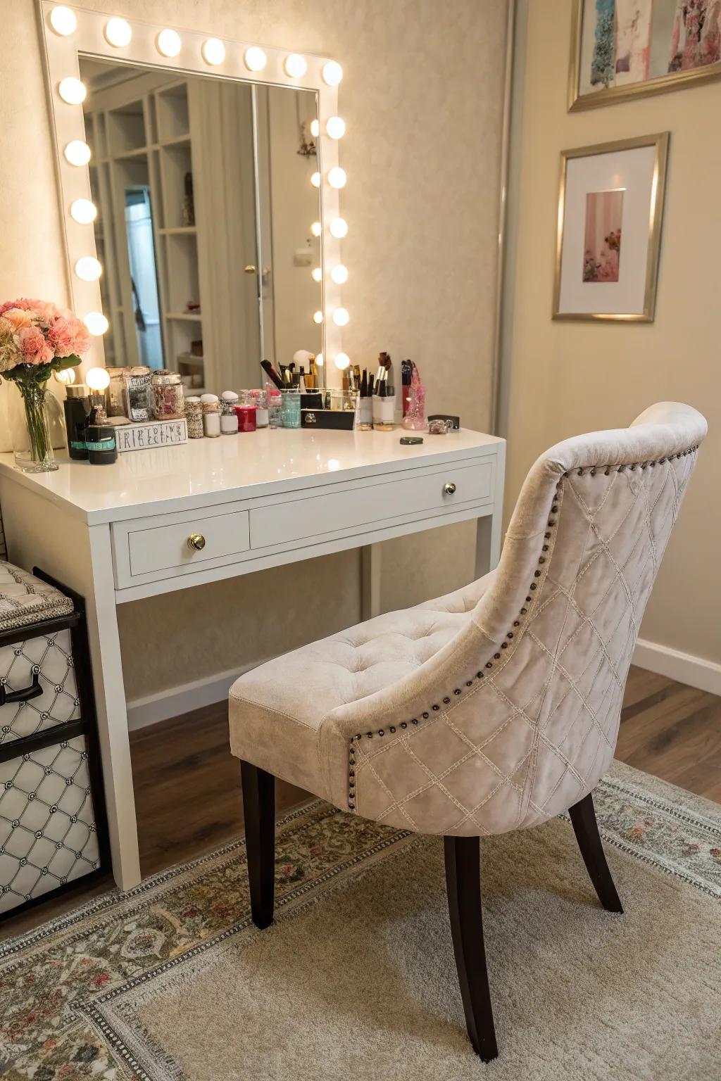 A stylish chair combines comfort with elegance.