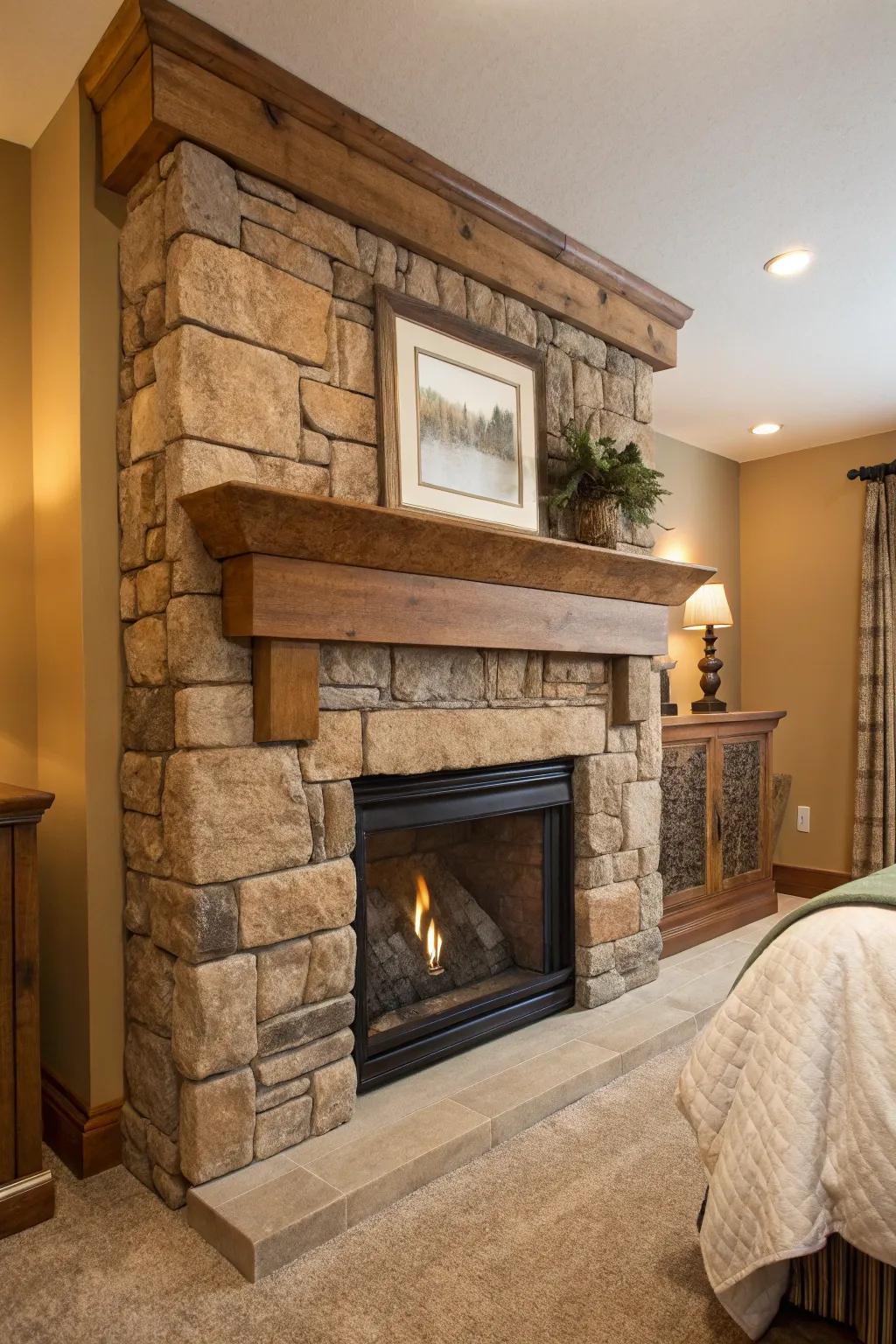 Organic materials such as timber and stone construct a serene setting.