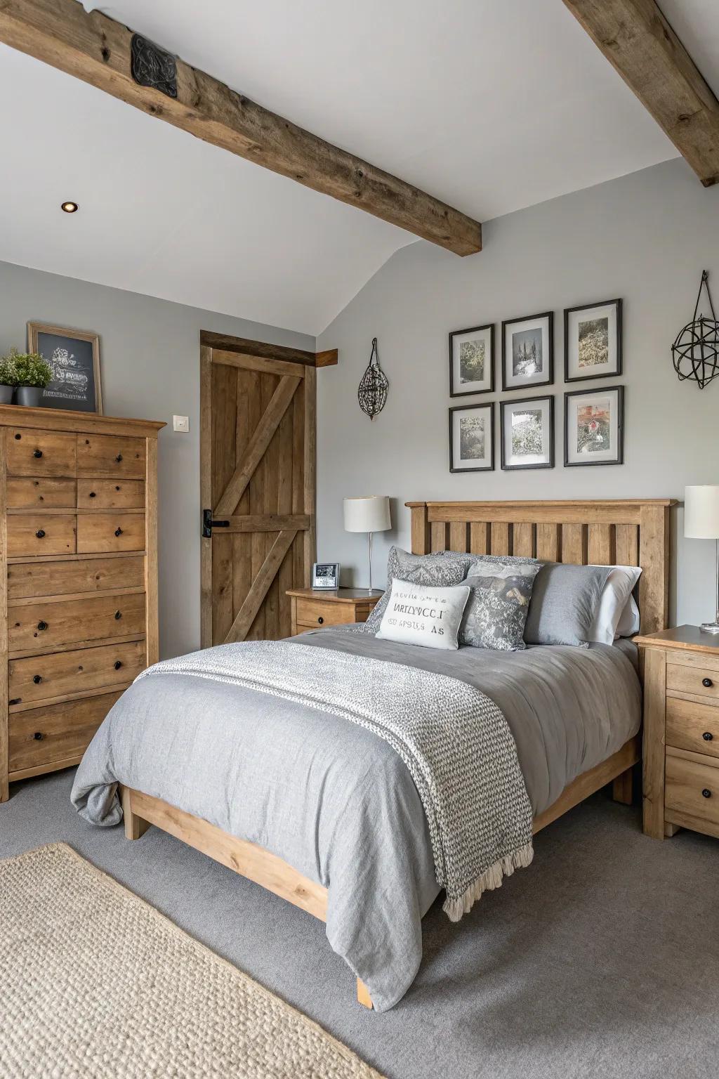 Wood brings a sense of warmth and coziness to the bedroom.