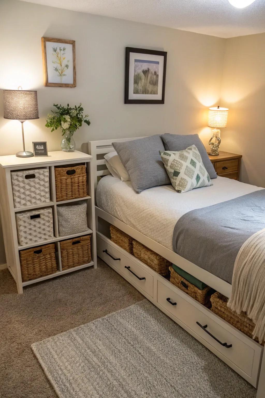 Practical furnishings maximize limited space.