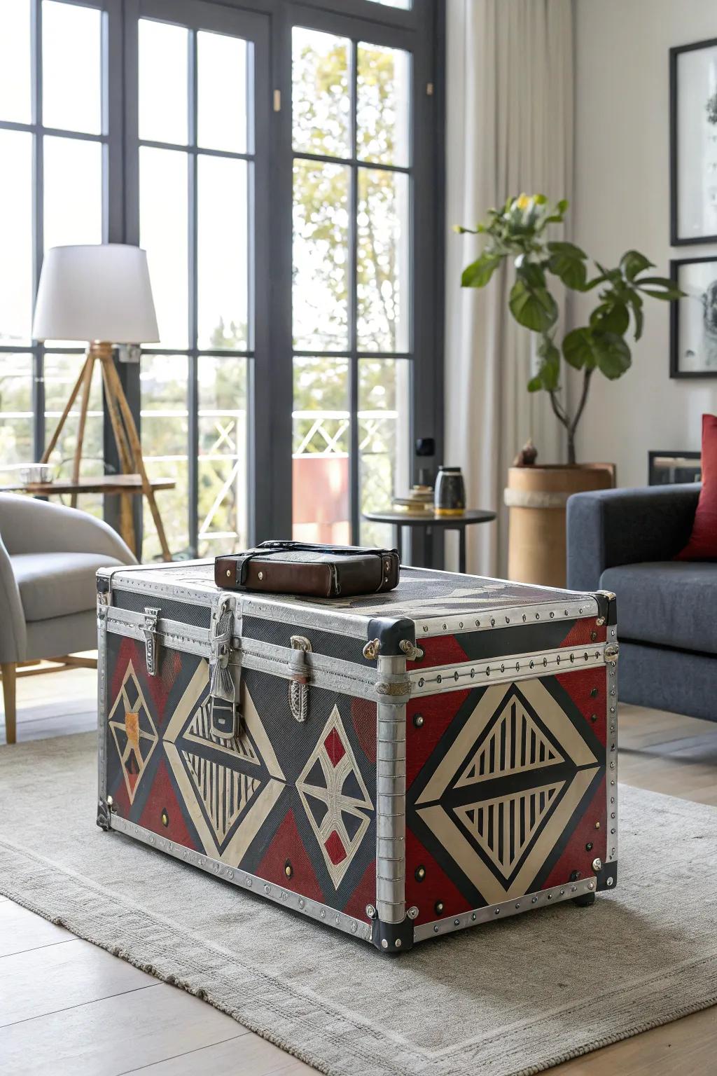 Geometric designs cultivate a contemporary ambiance.