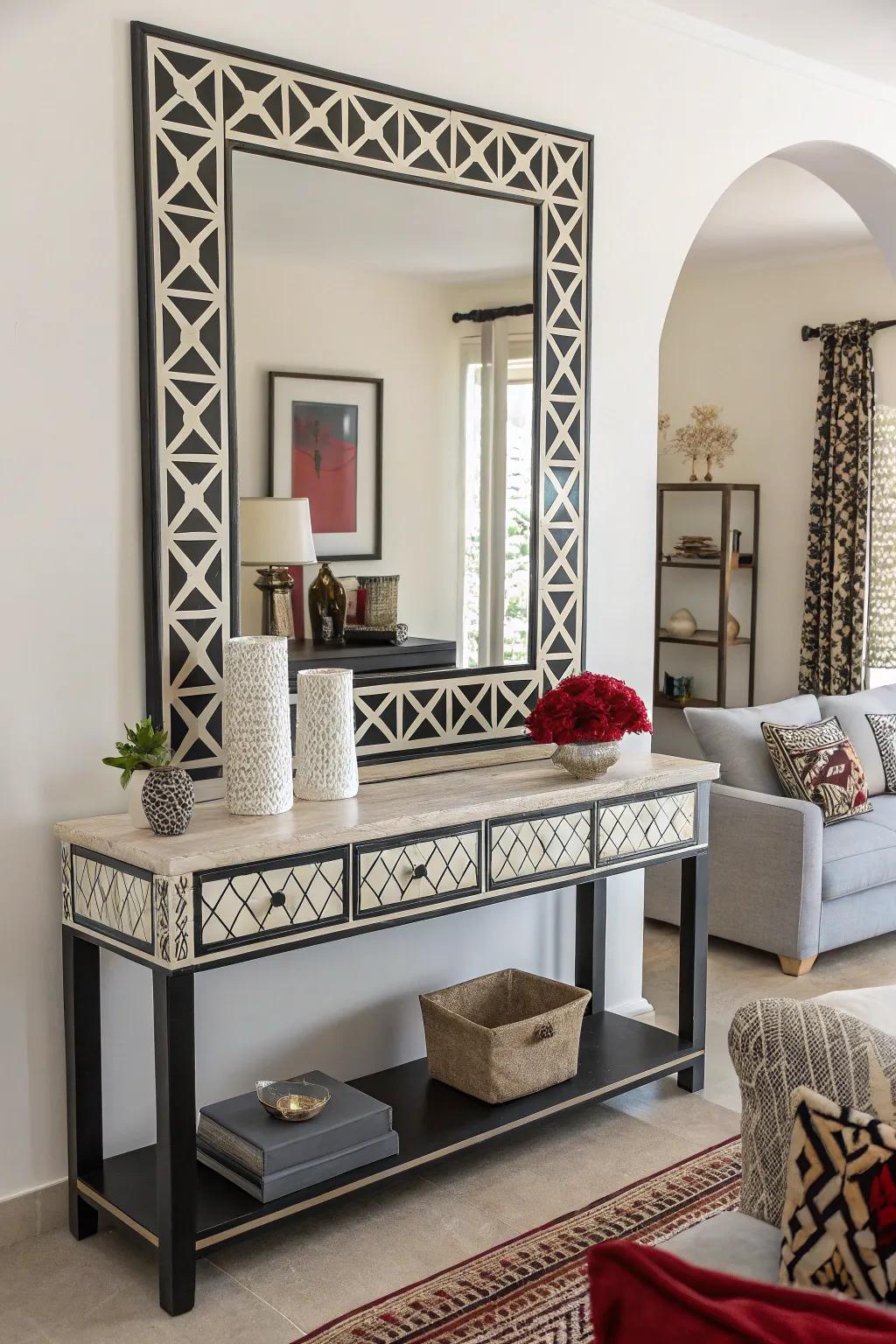 Geometric shapes provide a modern touch to your decor.