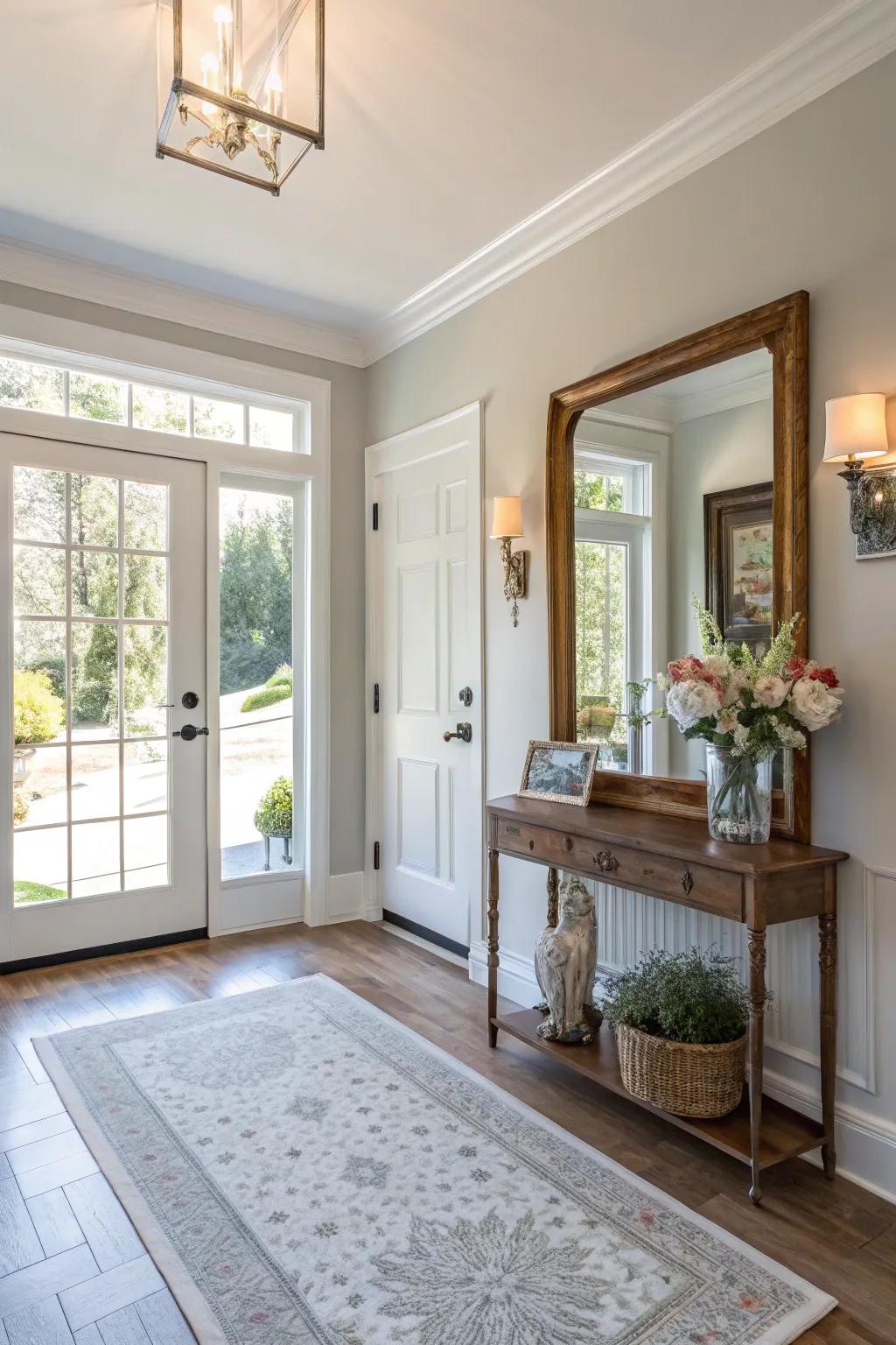 Mirrors can make entryways more inviting and spacious.