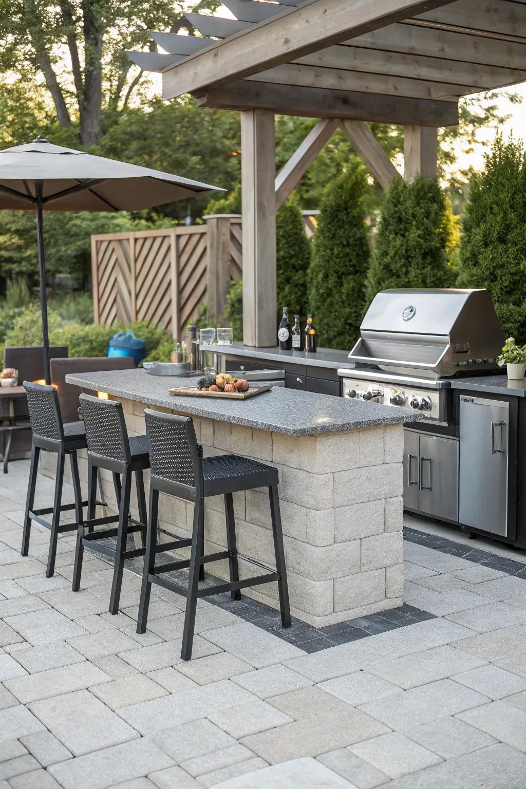 Barstools transform your BBQ island into a social hub.